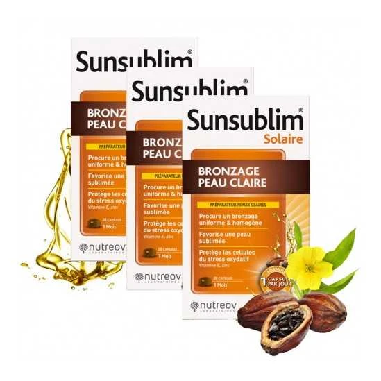 Nutreov Sunsublim Bronzage Peau Claire 3x28 Capsules 1 Nutreov Sunsublim Bronzage Peau Claire 3x28 Capsules